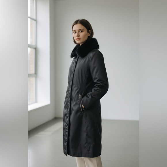 Prada black nylon padded fox collar coat - Picture 7 of 10